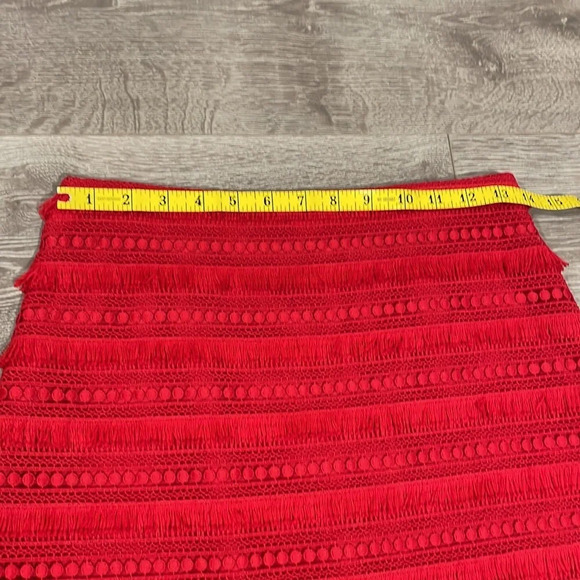 NWOT J. Crew Red Tiered Fringe Exposed Zipper Mini Skirt 0P - Picture 5 of 13